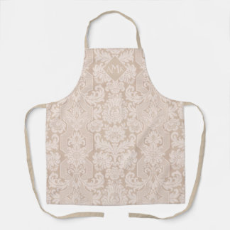 Delantal Elegante Cream Victorian Damask con Monograma