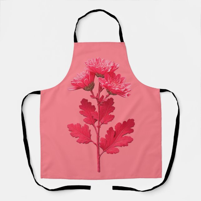 Delantal Elegante Crisantemo Rosa (Anverso)