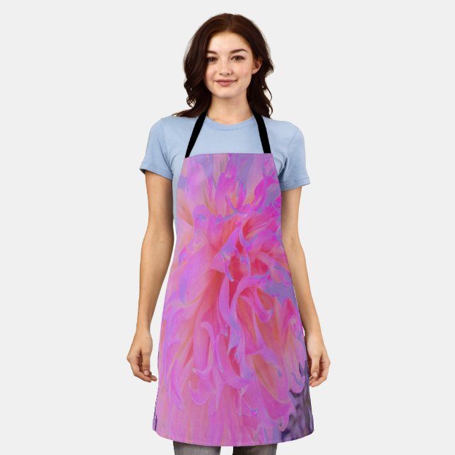 Delantal Elegante Dahlia con decoración magenta y rosa (Gastado)