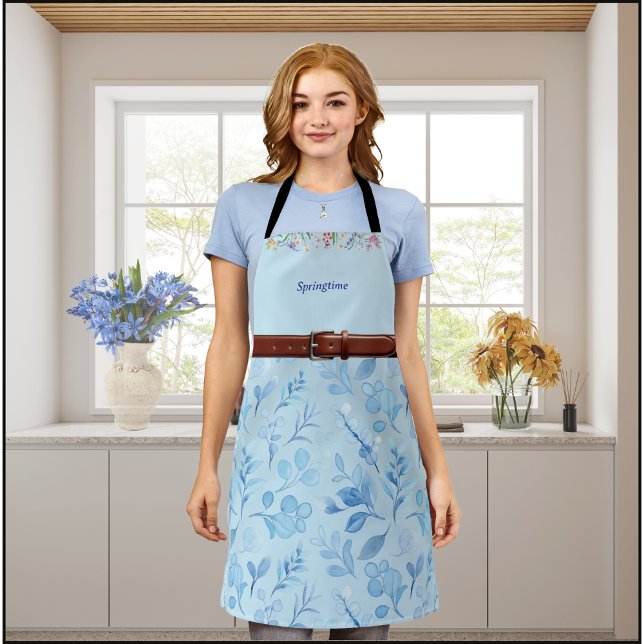 Delantal Elegante de Primavera Azul Claro (Stylish Light Blue Spring Apron)