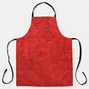 Delantal Elegante encaje rojo, textura perfecta