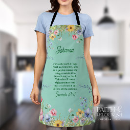 Delantal Elegante Escritura de Flor Silvestre Personalizada