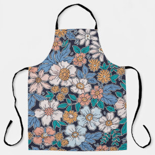 Delantal Elegante estampado floral en flor de tracción a ma