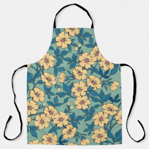 Delantal Elegante estampado floral en flor de tracción a ma