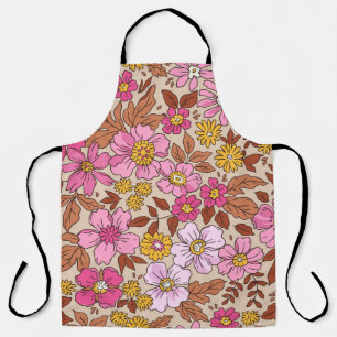Delantal Elegante estampado floral en pequeñas manos dibuja