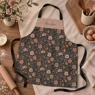 Delantal Elegante Estampado Floral Rosa Polvoriento Persona