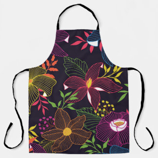 Delantal Elegante estampado floral sin fisuras, diseño artí