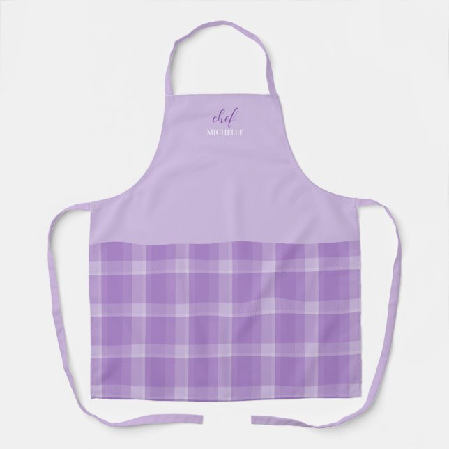 Delantal Elegante estilo moderno personalizado morado tartá (Anverso)