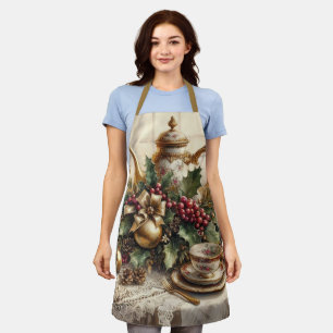 Delantal Elegante Fiesta de té navideño