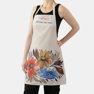 Delantal Elegante Floral Acuarela Pastel de Terracota