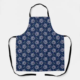 Delantal Elegante Floral Azul