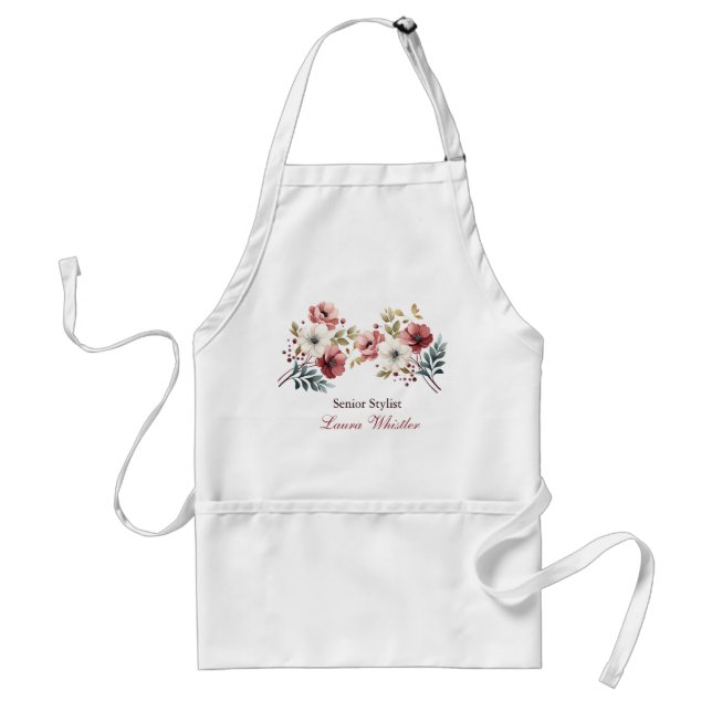 Delantal Elegante floral nombre personalizado Apron (Frente)