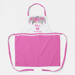 Delantal Elegante floral rosa para 88 cumpleaños