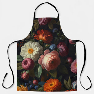 Delantal Elegante florales de época de color oscuro