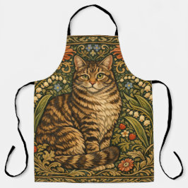 Delantal Elegante gato vintage floral botánico