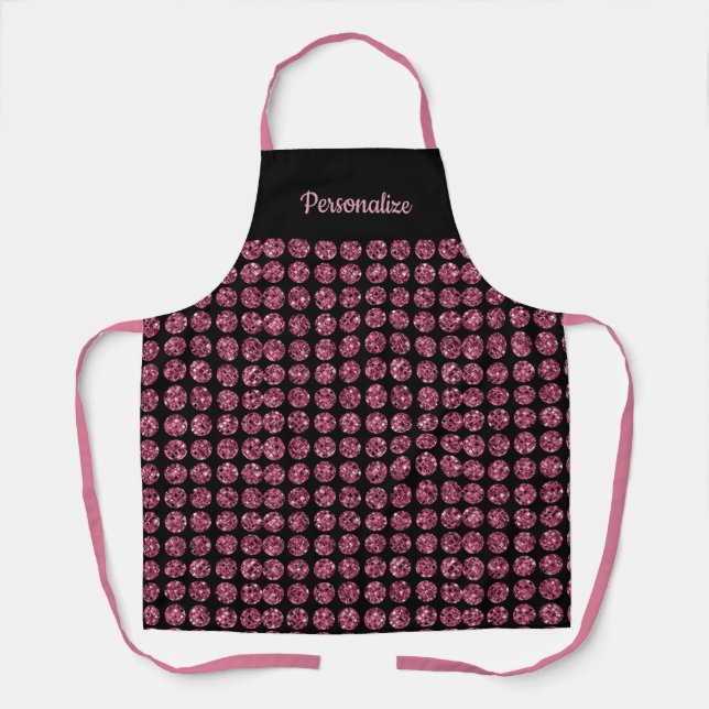 Delantal Elegante Gema De Diamante Rosa Girly Pattern Apron (Anverso)