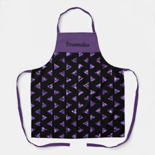 Delantal Elegante Gema del Triángulo Púrpura Negro Girly