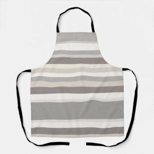 Delantal Elegante granja de rayas crema y gris taupe