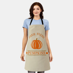 Delantal Elegante granja fresca acuarela calabaza otoño