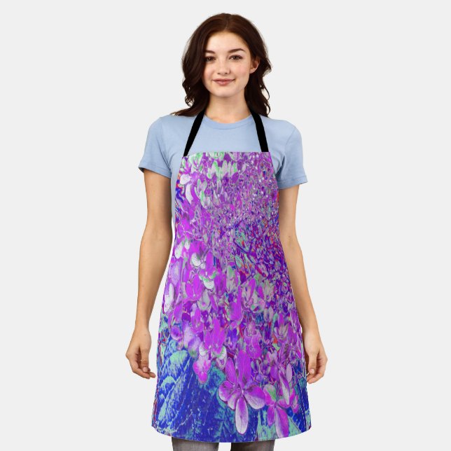 Delantal Elegante hidrangea liga púrpura y azul (Gastado)