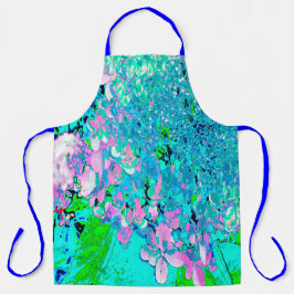 Delantal Elegante Hydrangea de luz rosa y azul