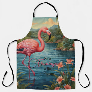 Delantal Elegante laguna tropical flamingo rosa