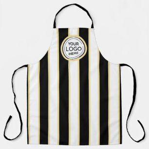 Delantal Elegante Logotipo de Moda B&W Bandas de oro