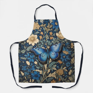 Delantal Elegante mariposa azul William Morris inspirado