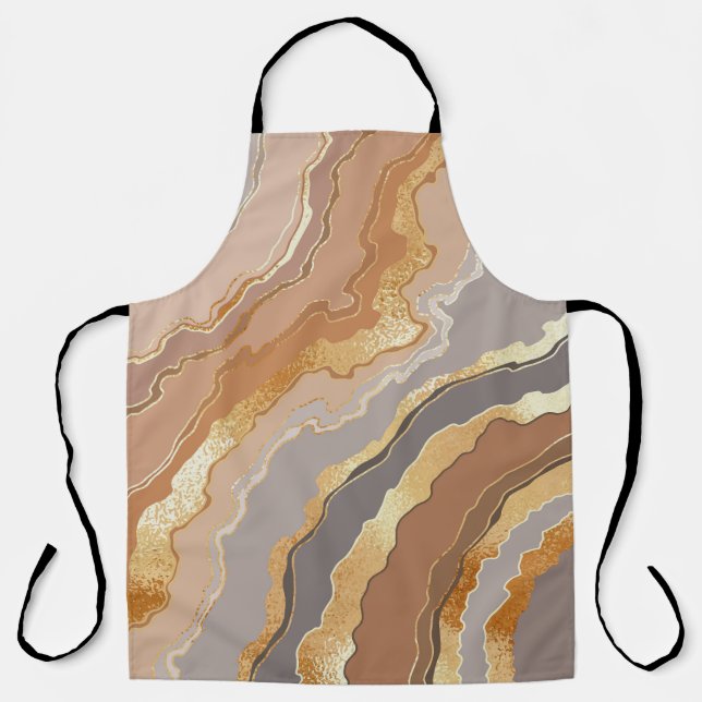 Delantal Elegante Mármol Dorado: Fondo Estilizado. (Anverso)