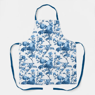 Delantal Elegante Moda Vintage Azul Rosa Floral