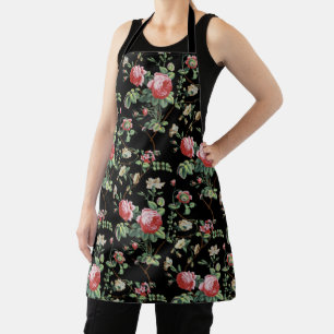 Delantal Elegante Moda Vintage Rosa Floral Apron