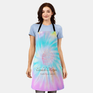 Delantal Elegante Moderno, Taza de Rosa Dorado Tie Dye