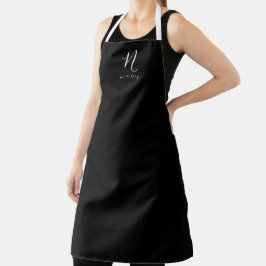Delantal Elegante Monograma Apron blanco y negro