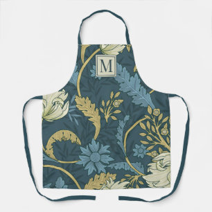 Delantal Elegante Monograma Botánico Floral William Morris
