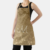 Elegante Monograma Dorado Cocina Floral