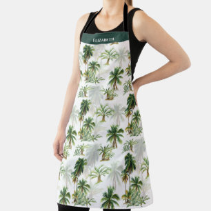 Delantal Elegante Monograma Floral Tropical
