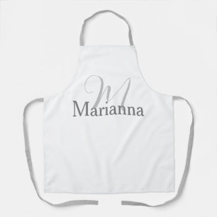 DELANTAL ELEGANTE MONOGRAMA GRIS DE PLATA INICIAL Y REGALO