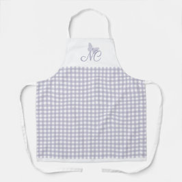 Delantal Elegante Monograma Pastel Lavender Gingham Checks