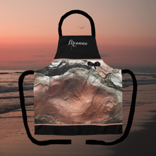 Delantal Elegante Monogramado Mauve Plata Apron Marcado