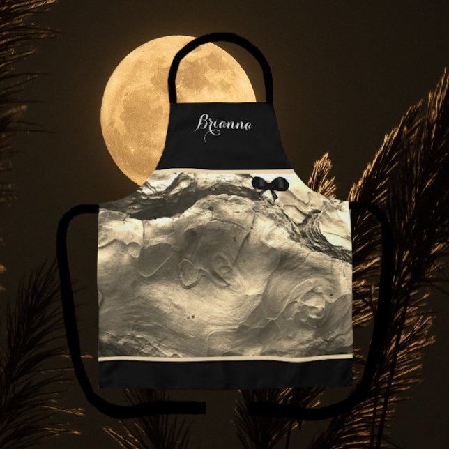 Delantal Elegante Monogramado Oro Gris Marcado Apron (Subido por el creador)