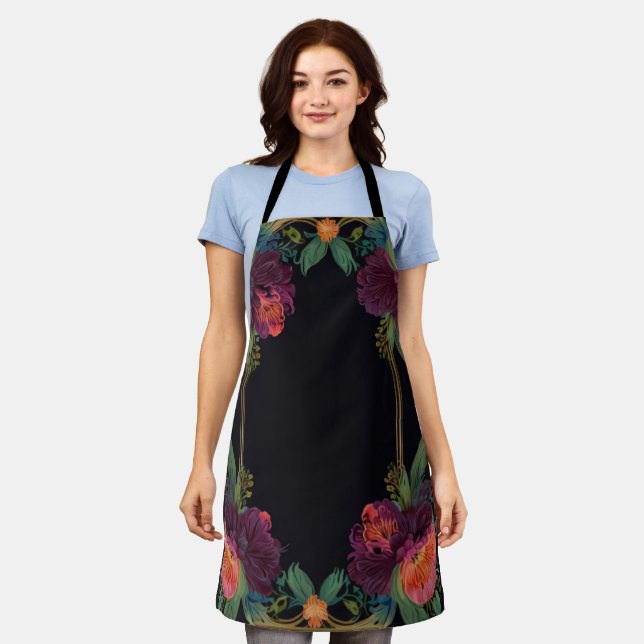 Delantal Elegante moody peachy rosa boho floral (Gastado)
