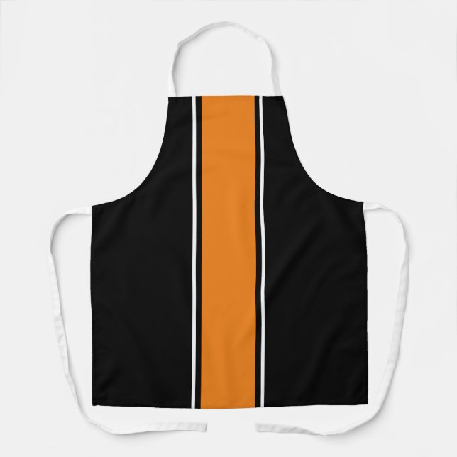 Delantal Elegante Naranja deportivo franjas de Carreras bla (Anverso)