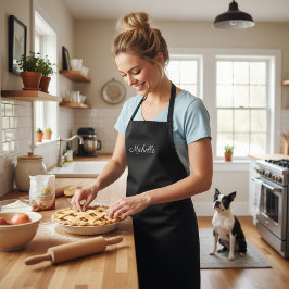 Delantal Elegante nombre de guión cursivo Michelle Long Bla