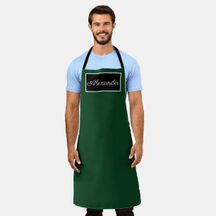 Delantal Elegante nombre verde masculino moderno simple chi