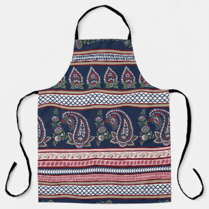 Delantal Elegante Paisley de la Marina: Diseño de Fronteras