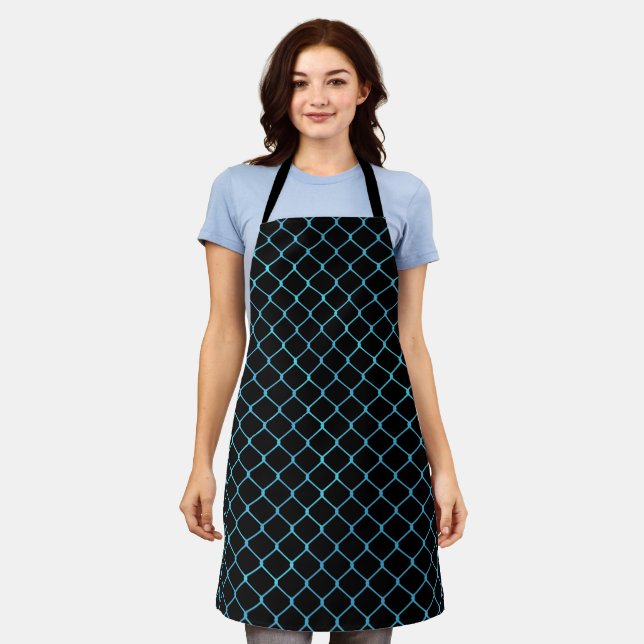 Delantal Elegante patrón de cadena de cerca azul teal moder (Gastado)