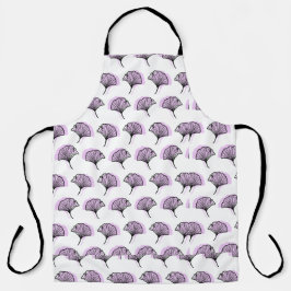 Delantal Elegante Patrón De Hojas De Ginkgo De Color Púrpur