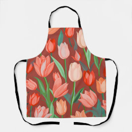 Delantal Elegante patrón floral de tulipanes – Primavera ro