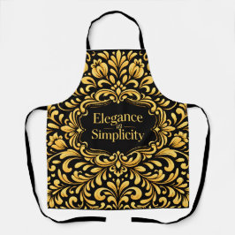 Delantal Elegante patrón floral escandinavo dorado