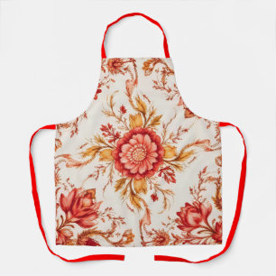 Delantal Elegante patrón floral grabado vintage francés